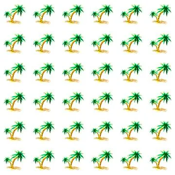 Pattern of green watercolor trees Stock Illustration