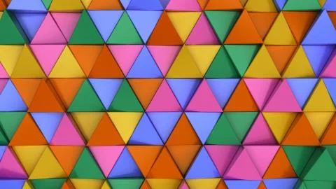 Pattern of green, yellow, brown and blue triangle prisms Stock Illustration