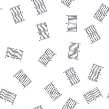 Pattern grey iron gate opening isolated on white background Stock Illustration
