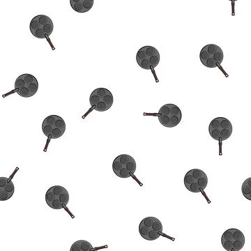 Pattern griddle mini pancake pan cartoon vector Stock Illustration