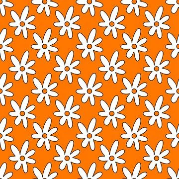 Pattern groovy daisy. Illustrazione stock