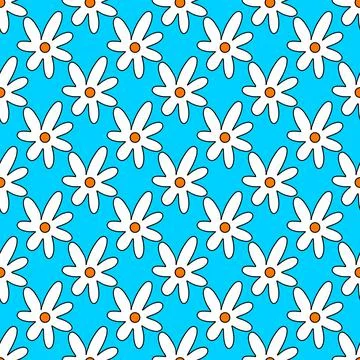 Pattern groovy daisy peace Stock Illustration