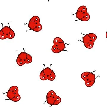 Pattern groovy heart character cartoon vector Illustrazione stock