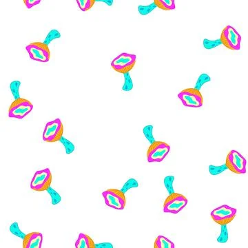 Pattern groovy neon mushroom with vibrant colors Stock Illustration