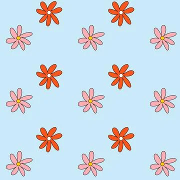 Pattern groovy trippy daisy Stock Illustration