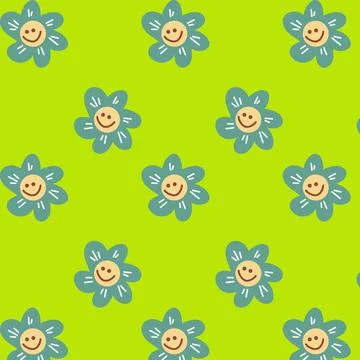Pattern groovy trippy daisy Stock Illustration