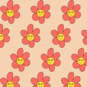 Pattern groovy trippy daisy Stock Illustration