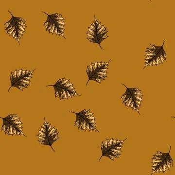 Pattern ground autumn leaf sketch hand drawn イラスト素材