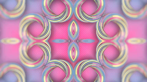 Pattern from a group of curved iridescent shapes. 3d rendering loop animation 4K Stock Footage 208838395