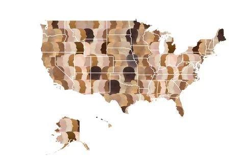 A pattern of a group of diverse people with different skin tones making up a  Ilustração Stock