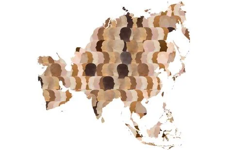 A pattern of a group of diverse people with different skin tones making up a  Stockillustratie