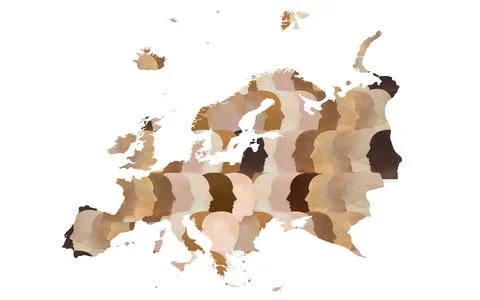 A pattern of a group of diverse people with different skin tones making up a  Ilustração Stock