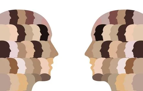 A pattern of a group of diverse people with different skin tones making up a  Stock Illustration