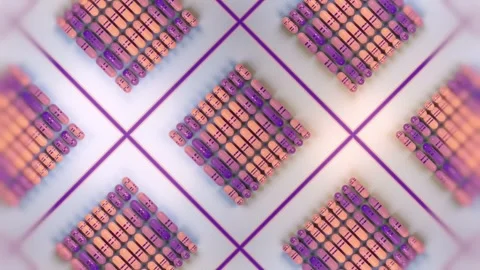 Pattern of groups multicolored cylindrical shapes. 3d rendering loop animation Stock Footage 277202831