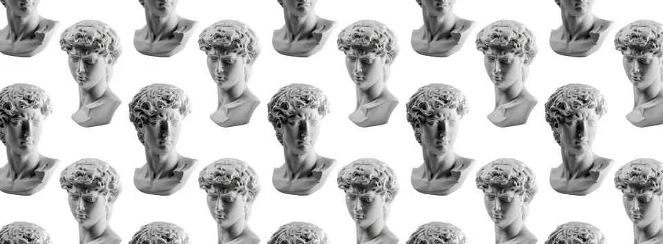 Pattern from gypsum statue of David's head. Michelangelo's David statue plast Stock Photos