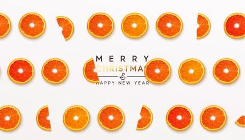 Pattern half cut with orange fruits and grapefruit on white background. Happy Stock Illustration