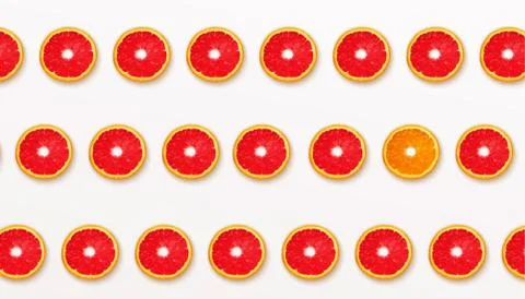 Pattern half cut with orange fruits and grapefruit on white background Stock Illustration
