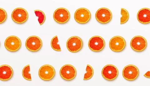 Pattern half cut with orange fruits and grapefruit on white background Stockillustratie