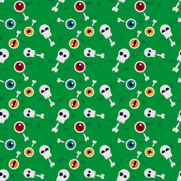 Pattern for halloween candy, gift wrapping paper, eyes, skull, bone Stock Illustration