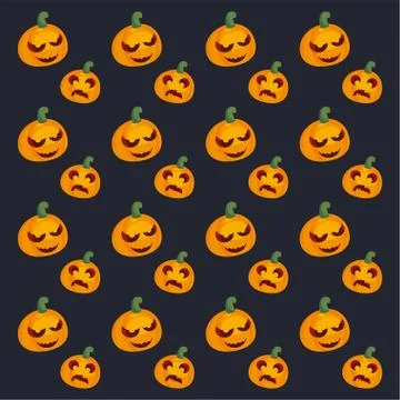 Pattern of halloween pumpkin with scary face イラスト素材