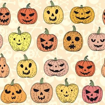 Pattern with Halloween pumpkins Stock Illustration