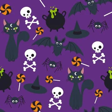 Pattern for Halloween on a purple background Stock Illustration