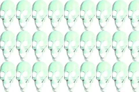 Pattern of Halloween skeletons on white Stock Illustration