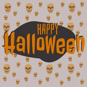 Pattern Halloween Skull Dark Background Orange Skull Ilustración de archivo