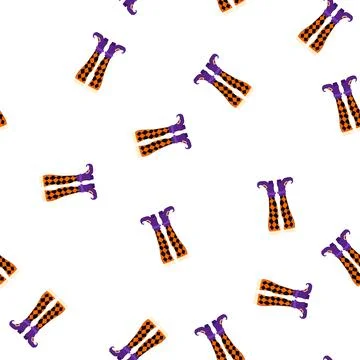 Pattern halloween witch legs cartoon vector Stock Illustration