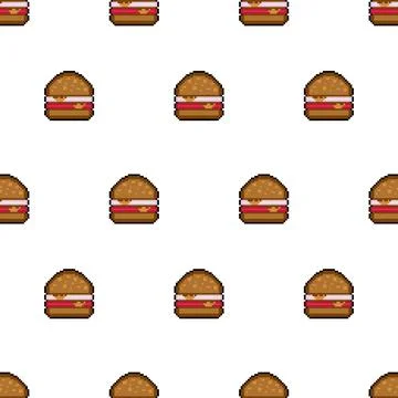 Pattern hamburger pixel art design background Stock Illustration