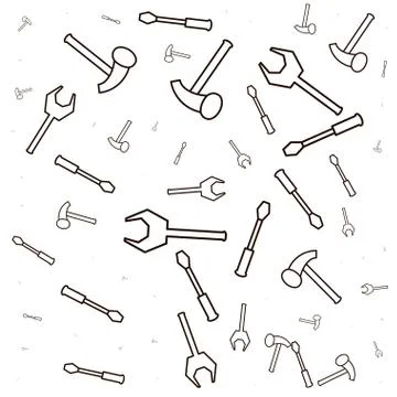 Pattern of hammer and tools Illustrazione stock