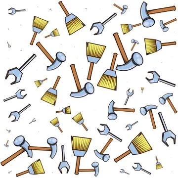 Pattern of hammer and tools Stock Illustration
