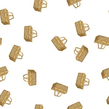 Pattern hamper picnic basket cartoon vector Illustrazione stock
