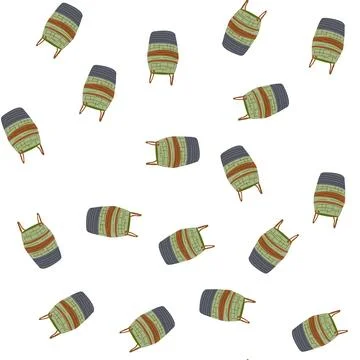 Pattern hamper wicker laundry basket cartoon vector Stock Illustration