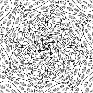 Pattern hand drawing doodle mandala. Dynamic contour repeating elements Illustrazione stock