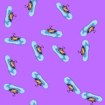 Pattern Hand drawing paper boat sailing on water surface Illustrazione stock