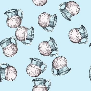 Pattern Hand drawing traditional drink pitcher holding liquid illustration Stock Illustration