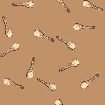 Pattern Hand drawing wooden spoon kitchen utensil sketch Stock Illustration