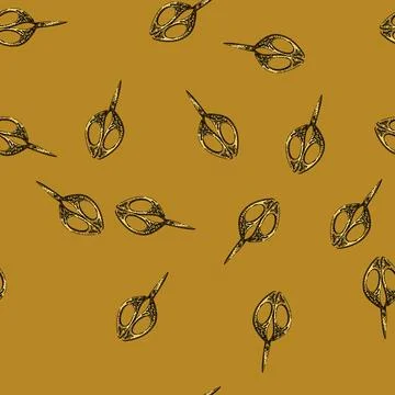 Pattern Hand drawn antique decorative tailoring embroidery scissors Stock Illustration