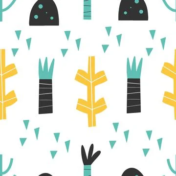 Pattern - hand drawn childish abstract seamless print design Digital paper Stock Illustration