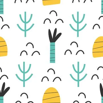 Pattern - hand drawn childish abstract seamless print design Digital paper Stock Illustration