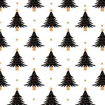 Pattern hand drawn christmas tree design 01 Illustrazione stock