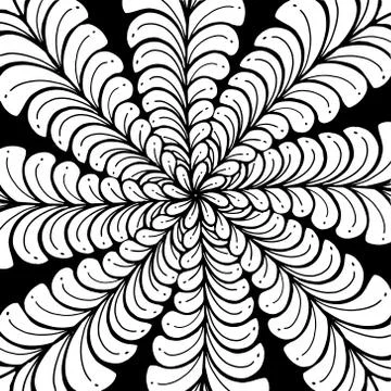 Pattern hand drawn doodle mandala. Dynamic contour repeating element. Abstract Illustrazione stock