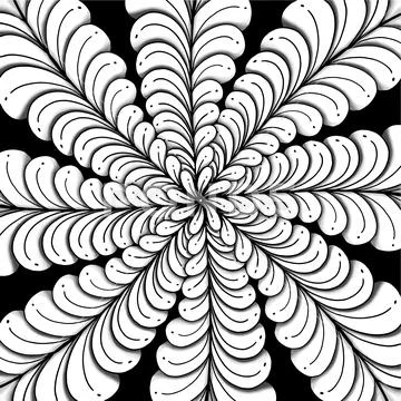 Pattern hand drawn doodle mandala. Dynamic contour repeating element. Abstract 스톡 일러스트