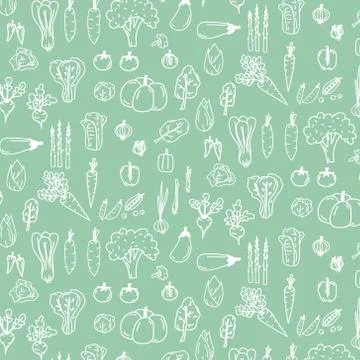 Pattern With Hand Drawn Doodle Vegetables. Stockillustratie