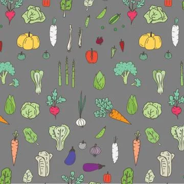 Pattern With Hand Drawn Doodle Vegetables. Stock Illustration