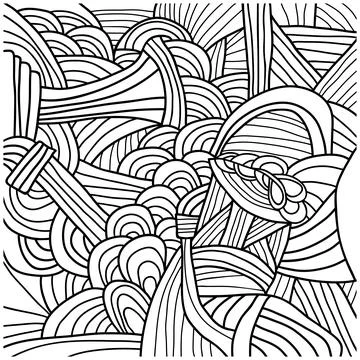 Pattern with hand-drawn doodle waves and lines. Illustrazione stock
