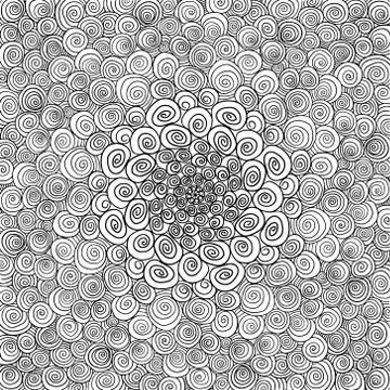 Pattern hand drawn doodles mandala. Dynamic contour repeating elements. Color Stock Illustration