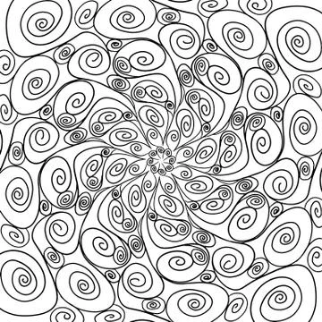 Pattern hand drawn doodles mandala. Dynamic contour repeating elements. Color Stock Illustration