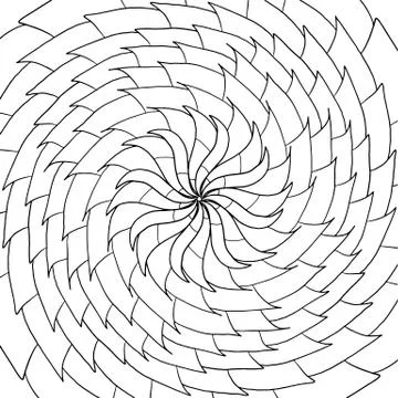 Pattern hand drawn doodles mandala. Dynamic contour repeating elements. Coloring Illustrazione stock
